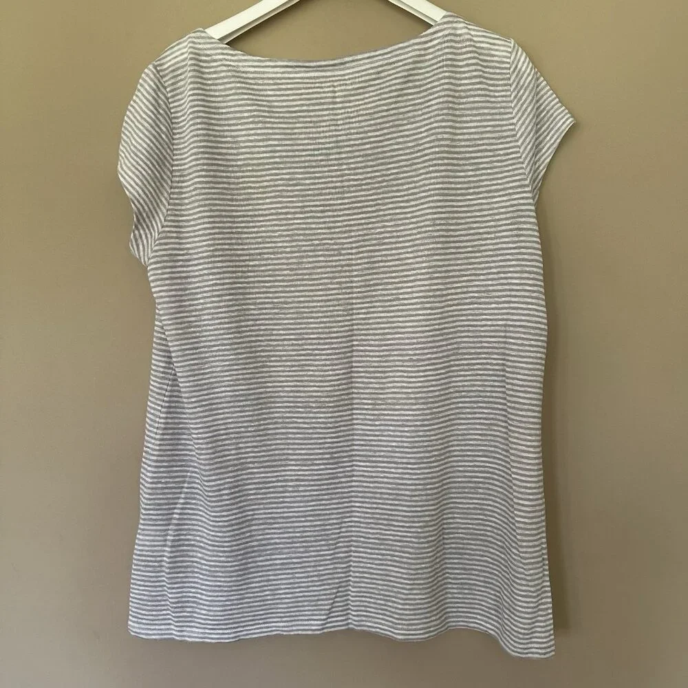 SOLD Eileen Fisher M 100% Organic Linen Tunic Top Neutral Quiet Luxury Staple Ba - Picture 4 of 6